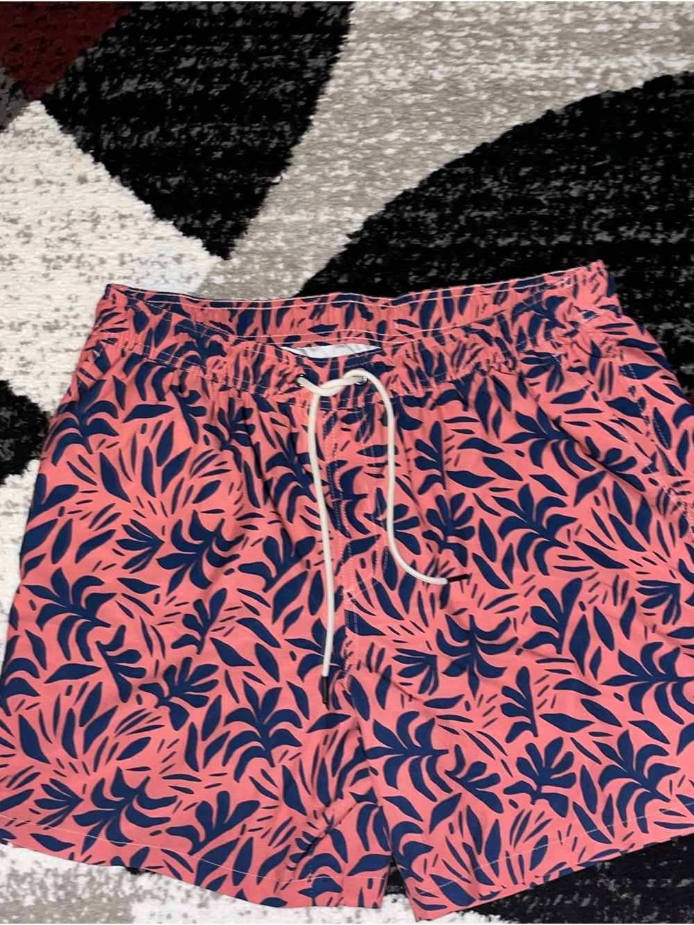 Goodfellow & Co Pink and Navy Floral Print Swim Trunks